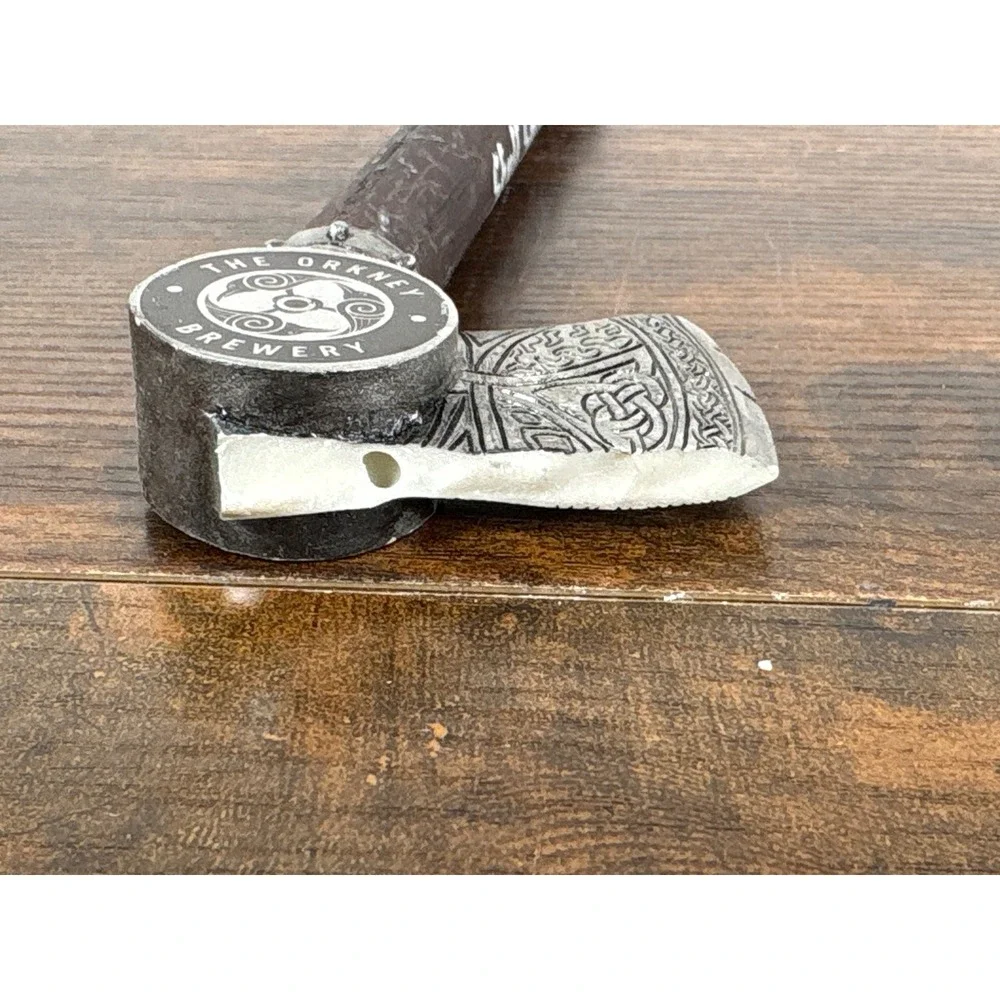 The Orkney Brewery Skull Splitter Ale Viking Axe Beer Tap Handle Silver Brown
